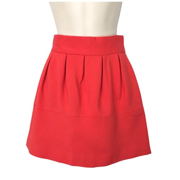 ZARA Orange Red Ruched Mini Skirt - Picture 4 of 8